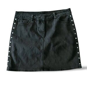 Le Grenier Black Studded Denim Jeans Mini Skirt Size Large
